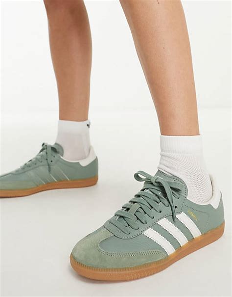 adidas Originals Samba trainers in silver green | ASOS