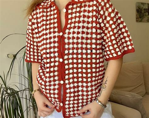 crochet shirt unisex shirt crochet overshirt crochet multicolor