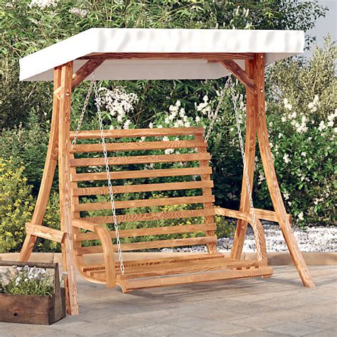swing bench  canopy solid wood spruce  teak finish