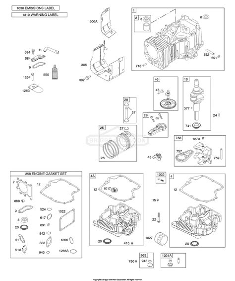 briggs  stratton    parts diagram  camshaft crankshaft cylinder engine sump