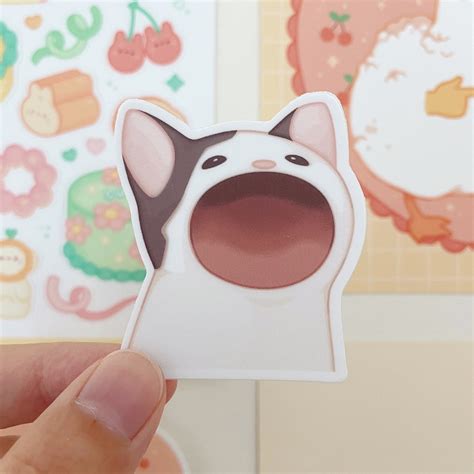 Pop Cat Vinyl Matte Sticker Die Cut Stickers Laptop Water | Etsy