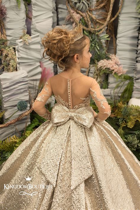 Gold Flower Girl Dress - Birthday Wedding Party Holiday Bridesmaid