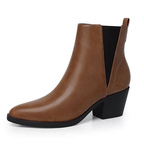 shibever womens ankle boots  heel pointed toe chelsea booties slip