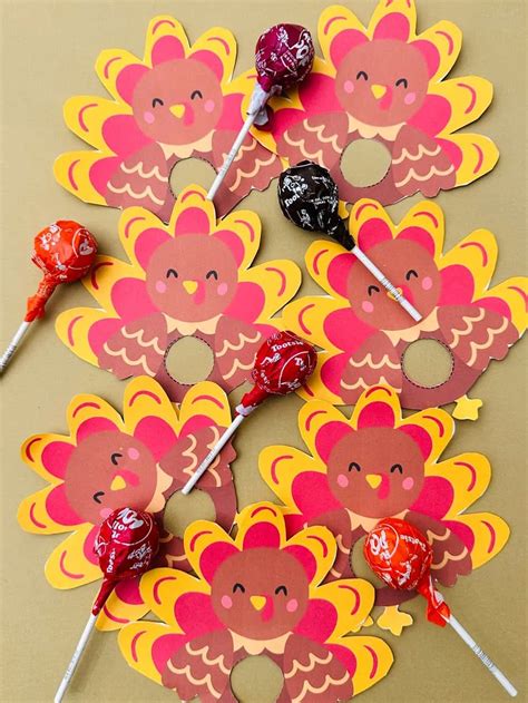 Turkey Lollipops - Cute Thanksiving Treat With Printable