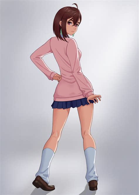 Safebooru - 1girl absurdres ayase momo blue skirt breasts brown