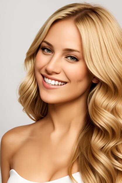 Premium Photo | Blond smiling woman model