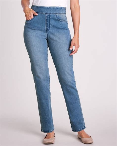 Blair Womens Denimease Flat-Waist Pull-On Jeans - Walmart.com