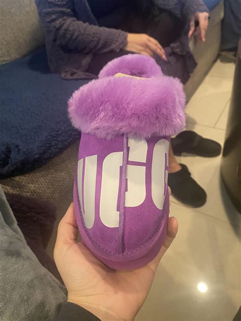 My friend bought a new pair of Ugg slippers and this is what they look