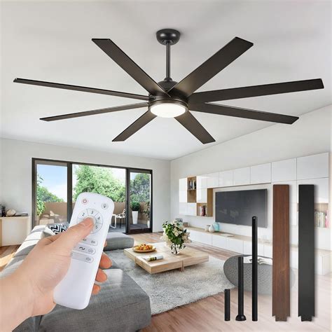 65 Inch Ceiling Fans with Lights and Remote, Black Indoor/Outdoor