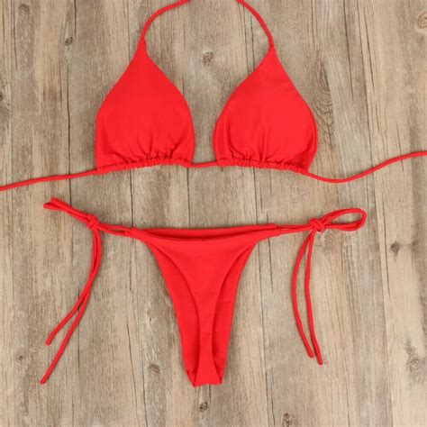 Summer Sexy Solid Micro Bikini Sets Women Tie Side G-string - Etsy