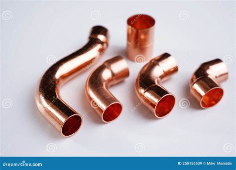 copper plumbing fitting adapters copper pipe accessories isolated