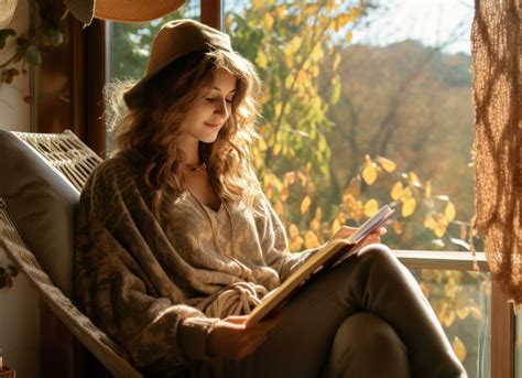Young woman reading book in room inside balcony house with potted
