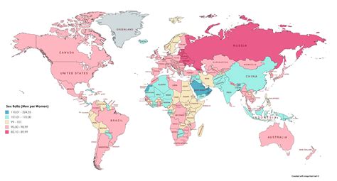 Sex Ratio (UN, 2015) [6460x3480] : r/MapPorn