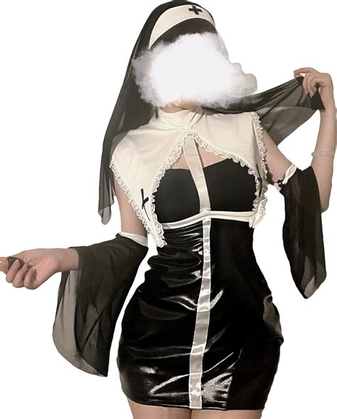 Amazon.com: JasmyGirls Nun Costume Sexy Cosplay Lingerie Naughty Anime