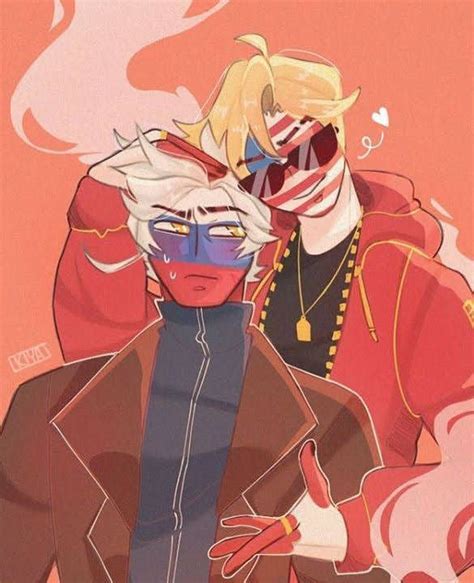 rusia  estados unidos top america  bottom russia countryhumans