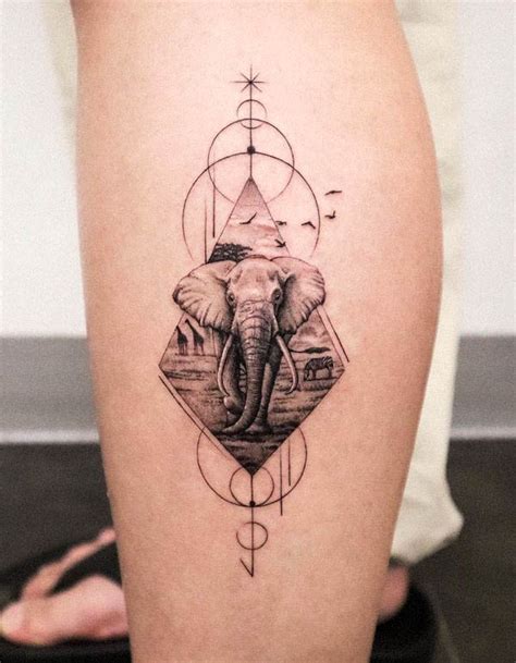 Geometric Elephant Tattoo