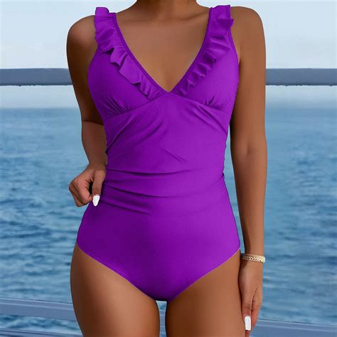 MSJUHEG One Piece Swimsuit Women,Purple Swimsuits for Women,Lace Up One