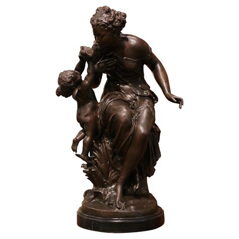 1880' Bronze Statue of Woman Signed Moreau For Sale at 1stDibs
