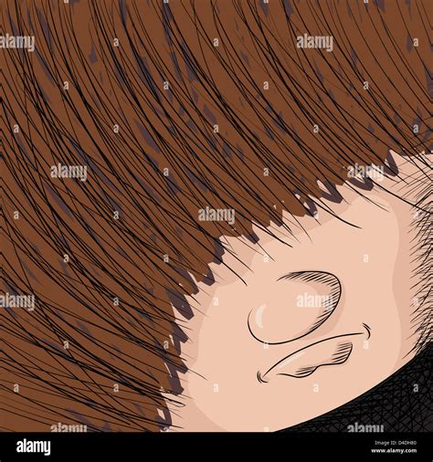 close  cartoon  person  hair covering  eyes stock photo alamy