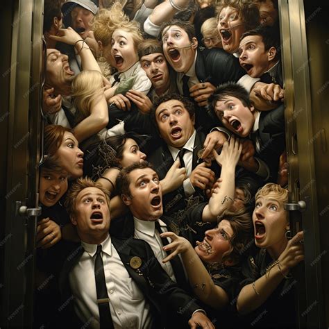 Premium AI Image | A realistic crowded elevator that is lively and fun