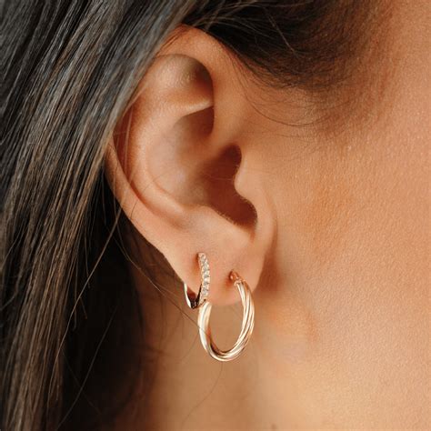 14k Solid Gold Twisted Hoop Earrings – Made By Mary