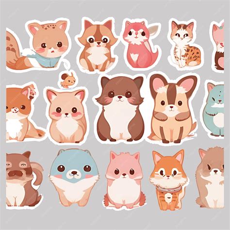 Premium Vector | Kawaii cute animals vector stickers