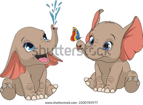 Cartoon Cute Baby Elephant Sitting Elephant Stock Vector (Royalty Free ...