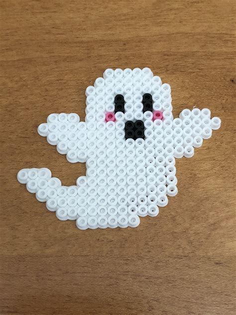 Perler bead ghost using mini beads | Hama beads halloween, Halloween ...