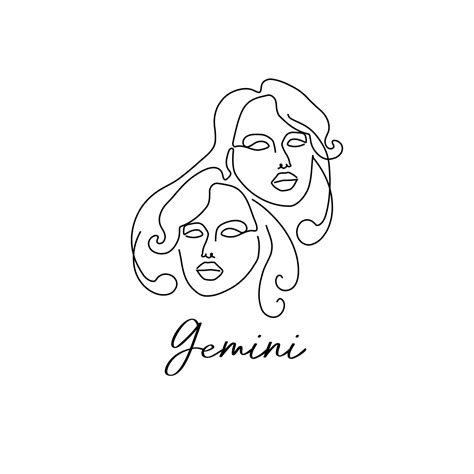 Astrology zodiac sign Gemini horoscope symbol in line art style