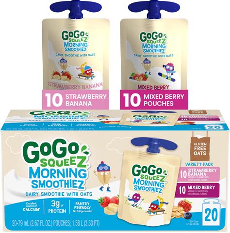 Amazon.com: GoGo squeeZ Morning smoothieZ Variety Pack, Mixed Berry