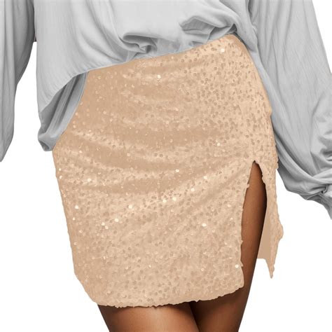 Daznico Sparkly Sequin Midi Skirt for Elegant Nightclub Party