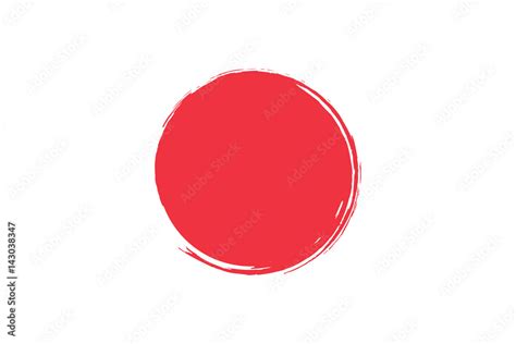 Flag of Japan with grunge effect. Japanese flag painted with ink. Red sun. Vector illustration ...