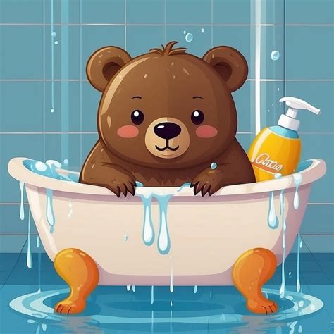 Premium Photo | Cute Bear Bathing in Bathtub Cartoon Vector Illustration