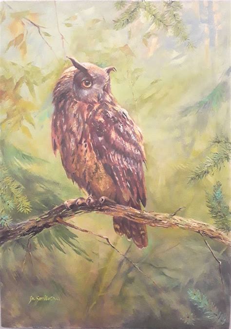 Owl 24x16 Oil Painting on Canvas Original Pet Custom - Etsy | Painting ...