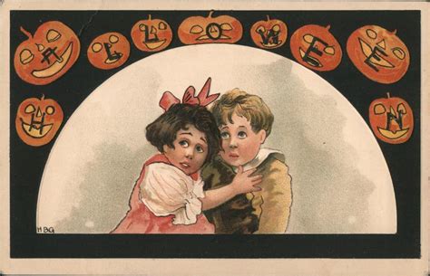 Scared Children - Halloween Postcard