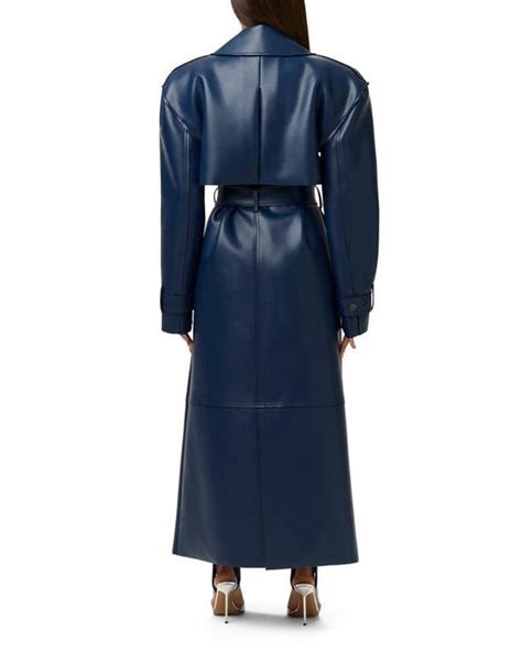 naked wardrobe faux leather trench coat  blue lyst