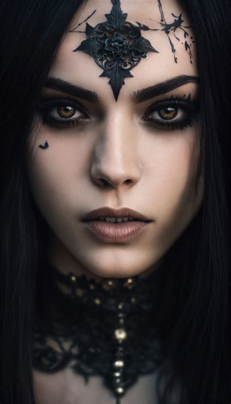 Lexica - A scary girl, close up face, pale skin, long crazy black hair