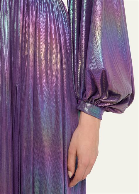 Bronx and Banco Zoe Deep V-Neck Metallic Empire Gown - Bergdorf Goodman