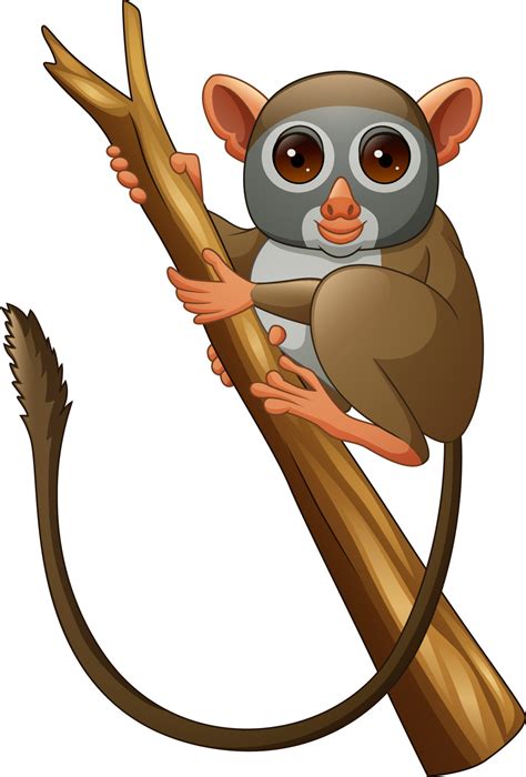 Cartoon tarsier on a tree branch 8387971 Vector Art at Vecteezy