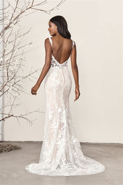 44394: Lace Fit and Flare Bridal Gown with Plunging V-Neckline