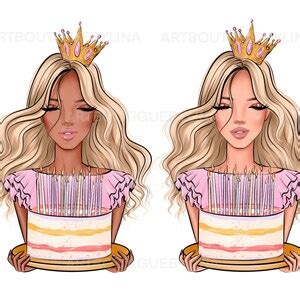 Birthday Clipart, Girl With Cake PNG, Celebration Party, Sublimation ...