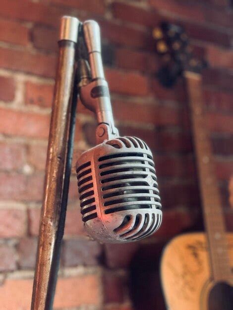 premium photo close   microphone  wall