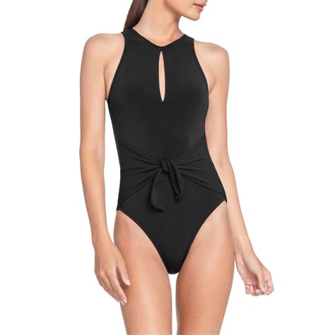 NWT! Robin Piccone Ava High Neck One-Piece Black Minimalist Size 10