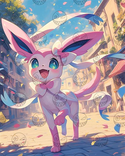 Eeveelution Sylveon Anime Art, Bedroom Art, Gamer Home Decor, Printable