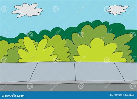 Sidewalk And Bushes Stock Vector - Image: 42377386