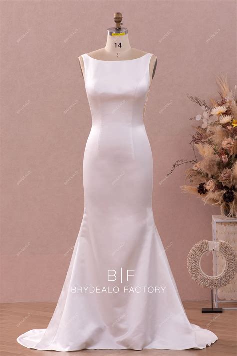 Illusion Lace Back Satin Mermaid Wedding Dress – BrydealoFactory