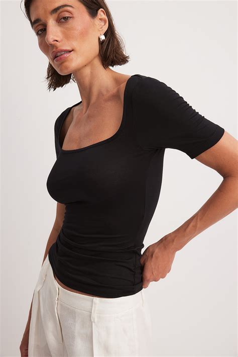 Soft Line Scoop Neck Long Sleeve Top Offwhite | NA-KD