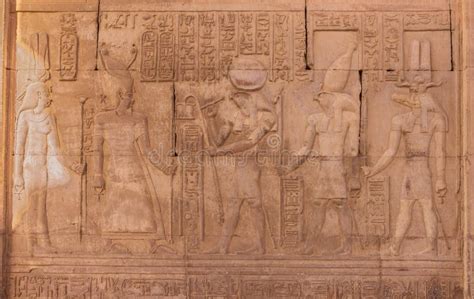 high res ancient red limestone egyptian relief  gods  detailed