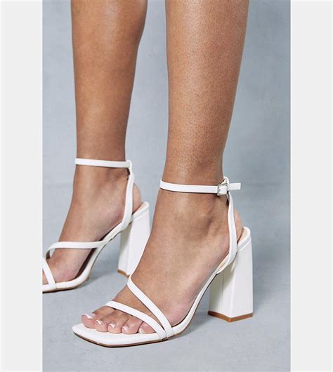 buy misspap double strap block heel sandals  white thstreet uae