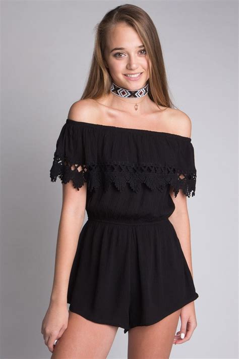 Off the Shoulder Crochet Trim Romper - Ragstock | Girls short dresses ...